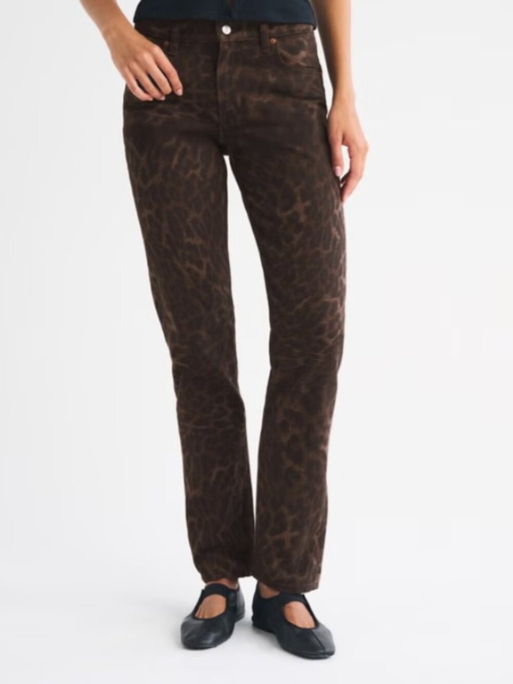 Abercrombie & Fitch Mid Rise 90s Straight Leopard Print Jean | Size 32 | NWT